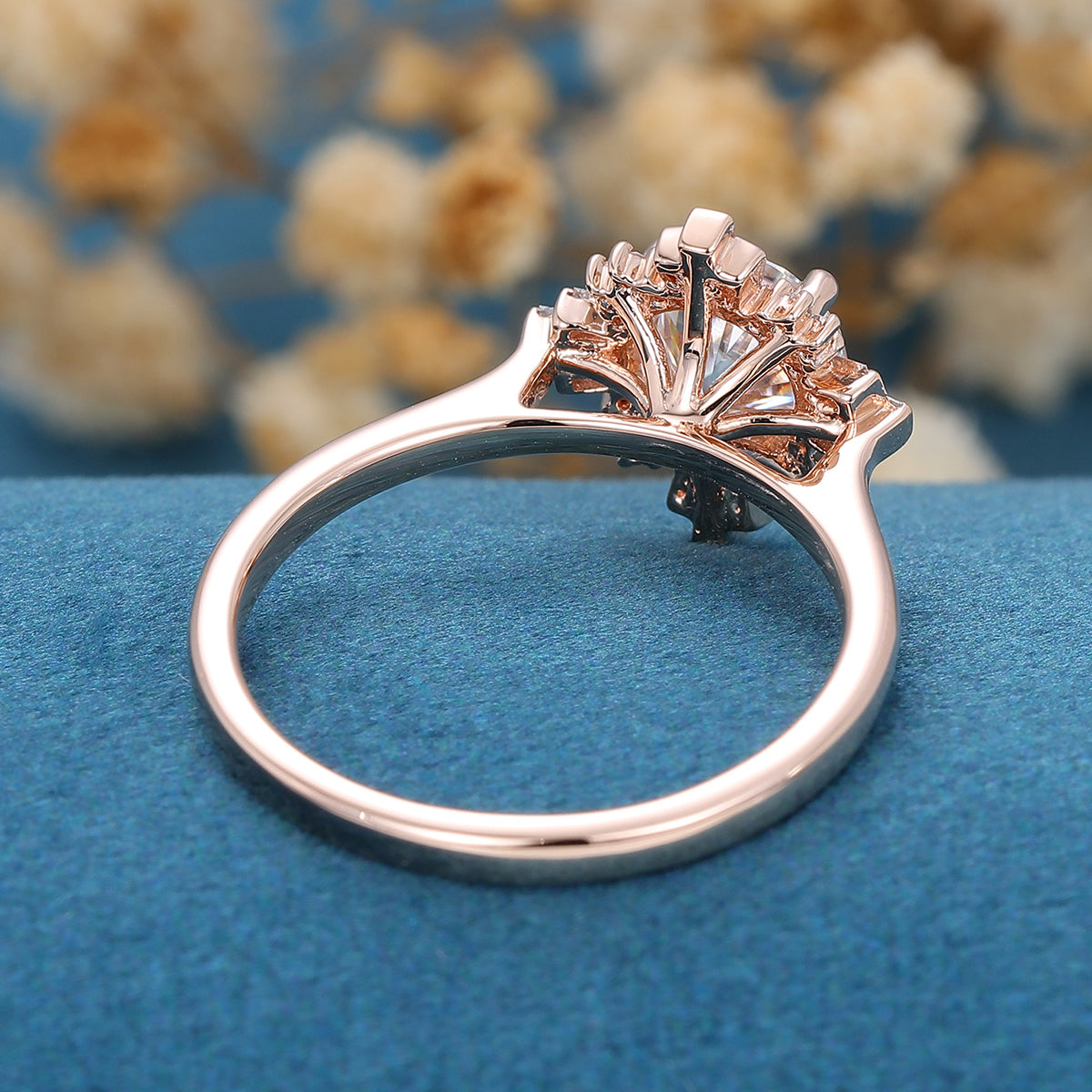 0.88 CT Round Cluster Lab Grown Diamond Engagement Ring