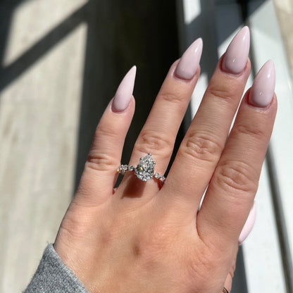 Stunning 2.0 CT Pear Moissanite Engagement Ring with Dainty Pave Design 2