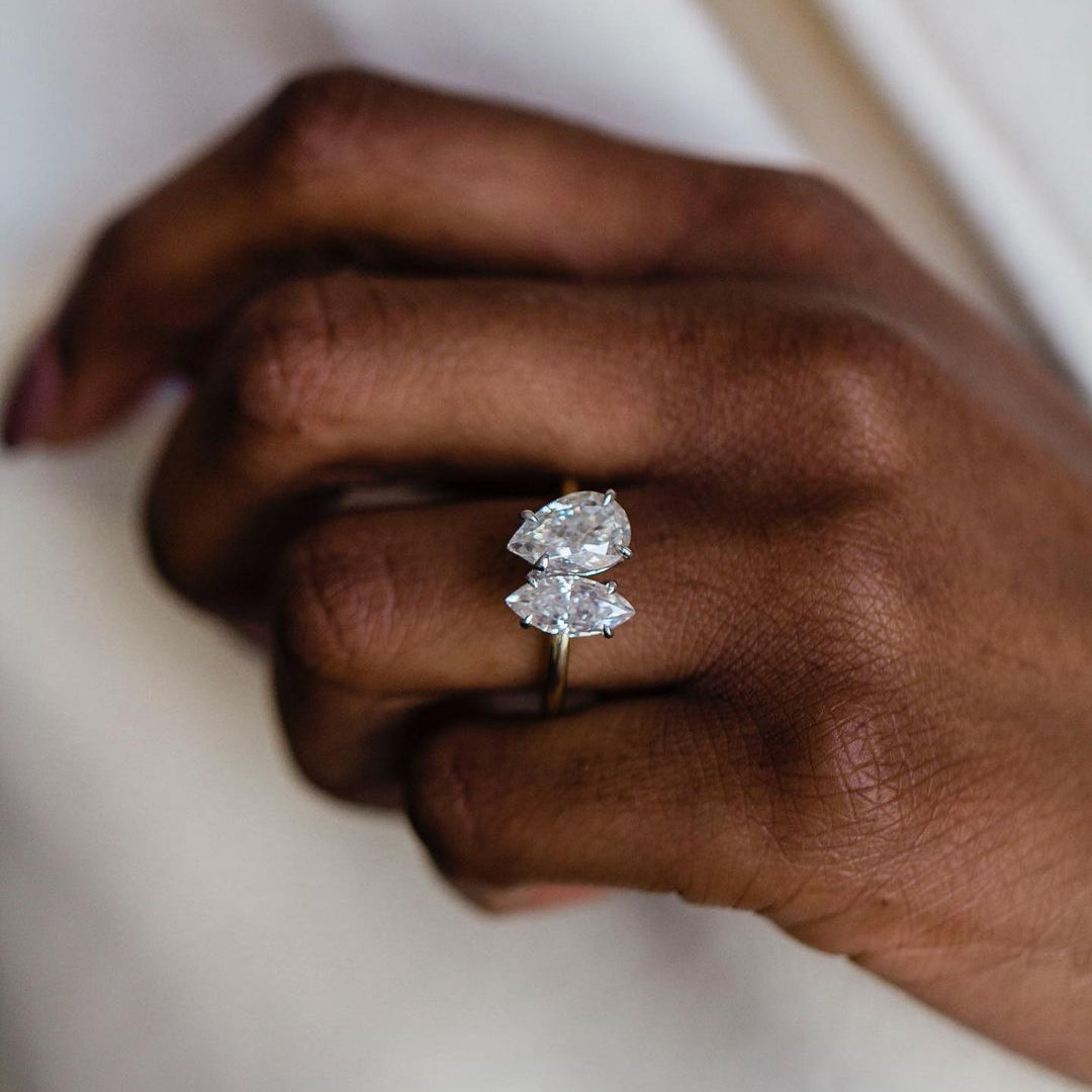 3.45 TCW Pear & Marquise Toi Et Moi Lab Grown Diamond Engagement Ring
