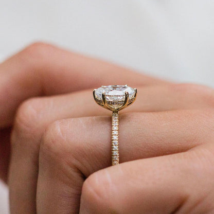 2.5 CT Oval Hidden Halo & Pave Lab Grown Diamond Engagement Ring