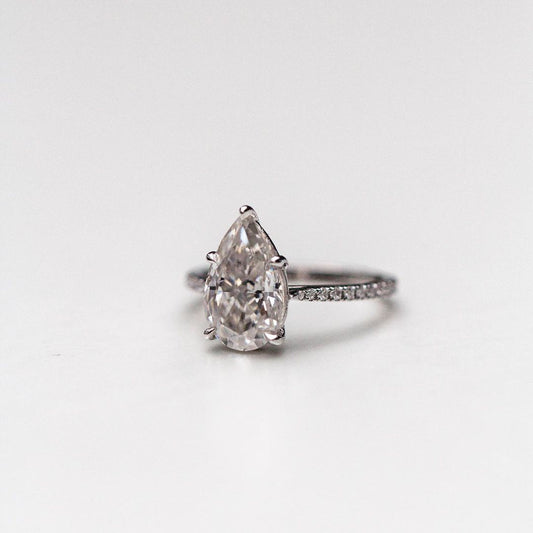 4.1 CT Pear Pave Lab Grown Diamond Engagement Ring