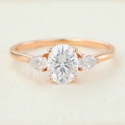 1.33 CT Oval Three Stone Lab-Grown Diamond Engagement Ring