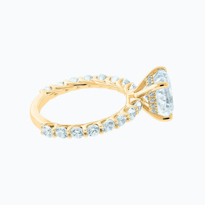3.0 CT Cushion Hidden Halo & Pave Lab Grown Diamond Engagement Ring