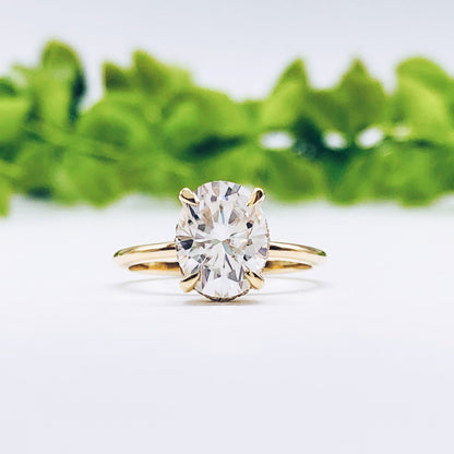 2.72 CT Oval Hidden Halo Moissanite Engagement Ring
