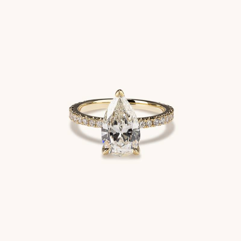 2.01 CT Pear Pave Moissanite Engagement Ring