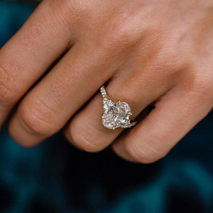 3.1 CT Oval Cluster Lab Grown Diamond Engagement Ring