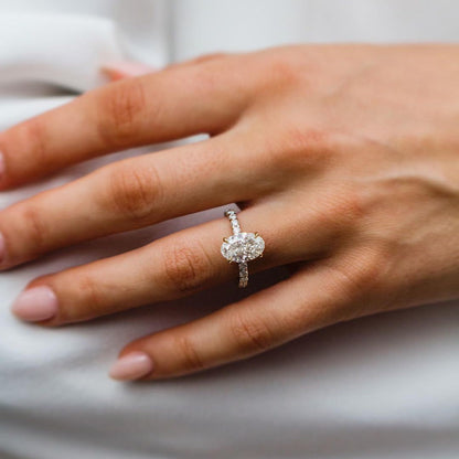 3.5 CT Oval Pave Lab Grown Diamond Engagement Ring