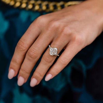 3.1 CT Oval Cluster Lab Grown Diamond Engagement Ring