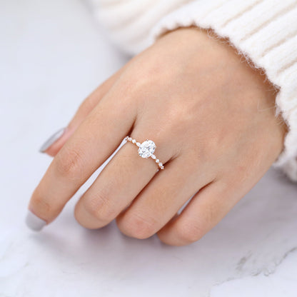 1.33 CT Oval Pave Moissanite Engagement Ring