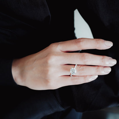 2.0 CT Round Hidden Halo & Pave Lab Grown Diamond Engagement Ring