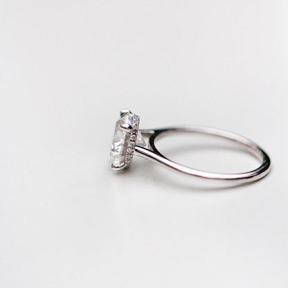2.75 CT Round Hidden Halo & pave Lab Grown Diamond Engagement Ring