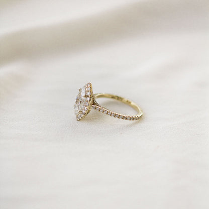 1.75 CT Marquise Halo & Pave Lab Grown Diamond Engagement Ring