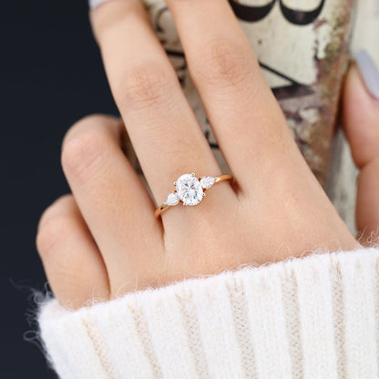 1.33 CT Oval Three Stone Lab-Grown Diamond Engagement Ring