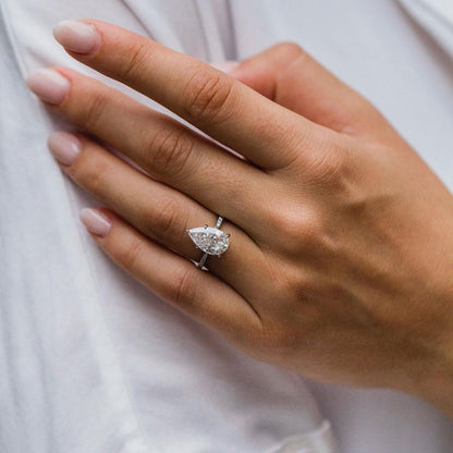 4.1 CT Pear Pave Lab Grown Diamond Engagement Ring