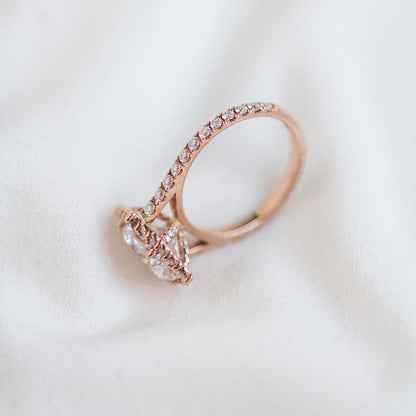 3 CT Pear Halo & Pave Lab Grown Diamond Engagement Ring