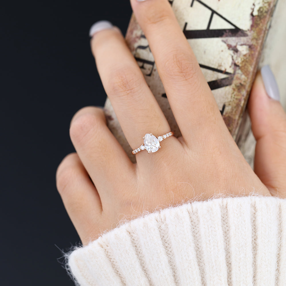 1 CT Pear Pave Lab-Grown Diamond Engagement Ring