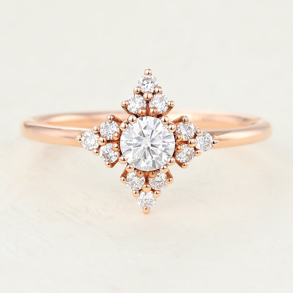 0.22 CT Round Cluster Moissanite Engagement Ring