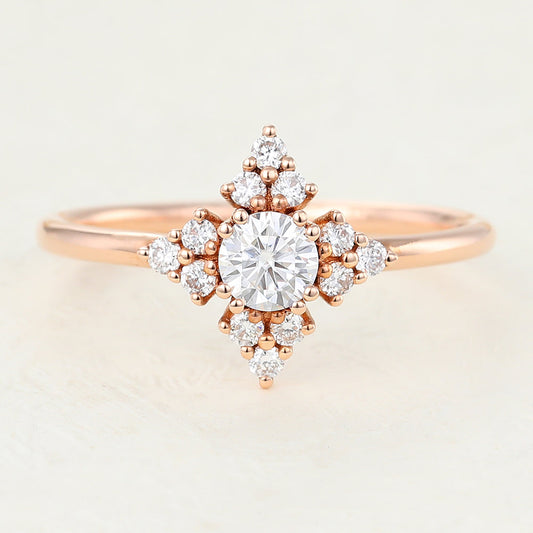 0.22 CT Round Cluster Moissanite Engagement Ring