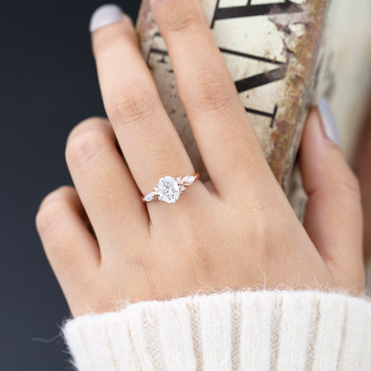 1.33 CT Oval Cluster Moissanite Engagement Ring