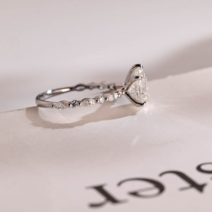 Stunning 1.0 - 2.0 CT Pear Moissanite Engagement Ring with Half Pave Design 9