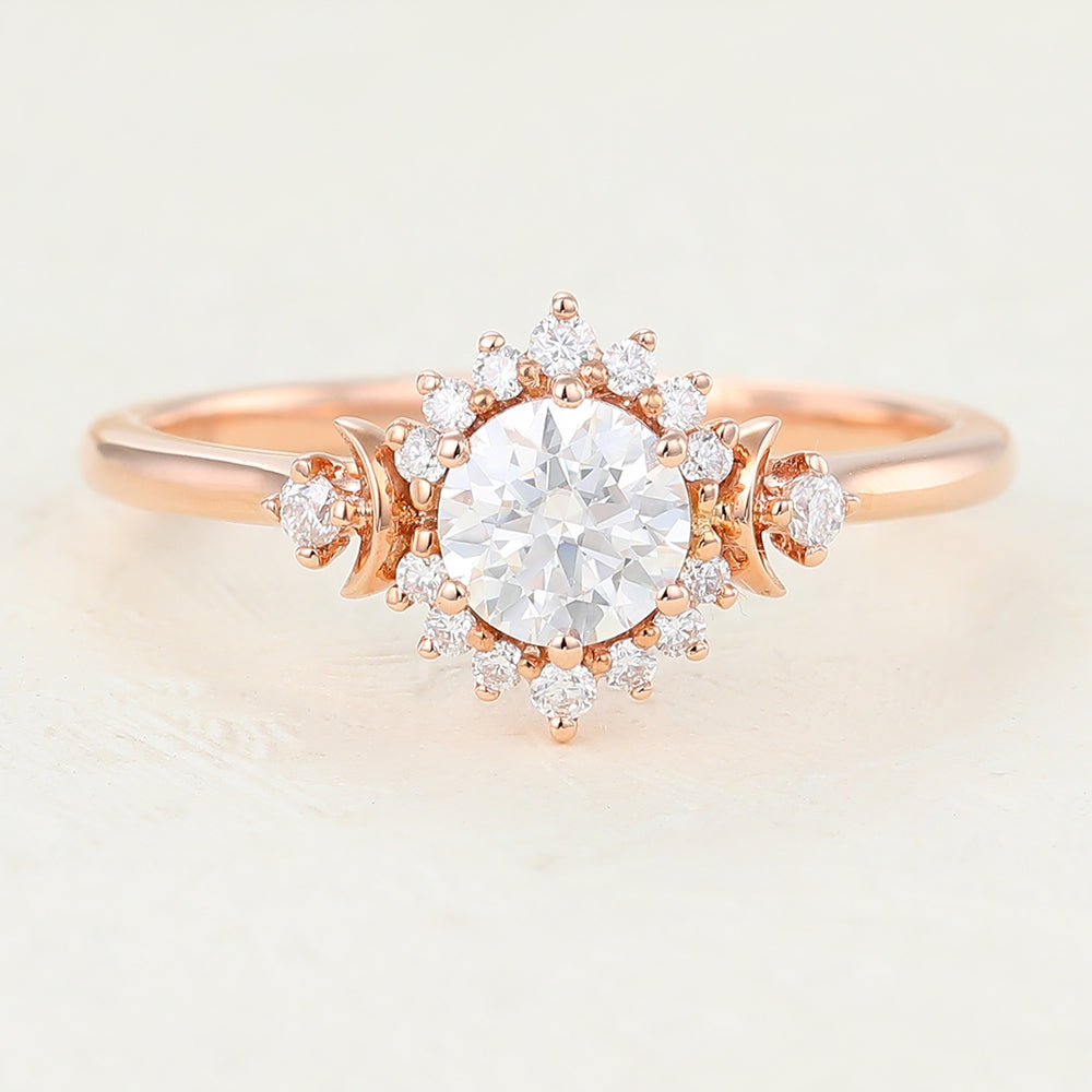 0.41 CT Round Cluster Moissanite Engagement Ring