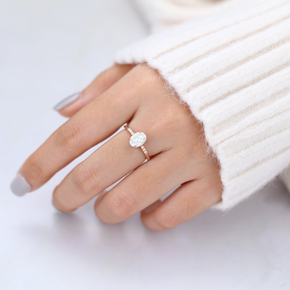 1.33 CT Oval Pave Lab-Grown Diamond Engagement Ring