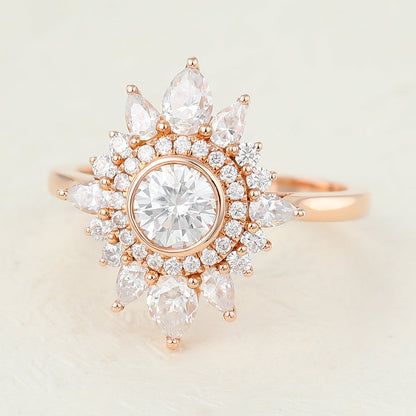 0.41 CT Round Cluster Moissanite Engagement Ring