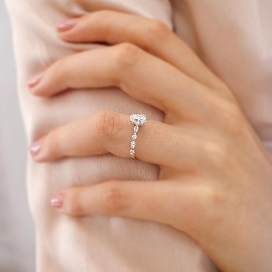 1 CT Round Pave Lab Grown Diamond Engagement Ring