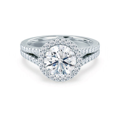 0.5 CT Round Halo, Pave & Split Shank  Lab Grown Diamond Engagement Ring
