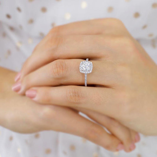 1 CT Round Halo & Pave Lab Grown Diamond Engagement Ring