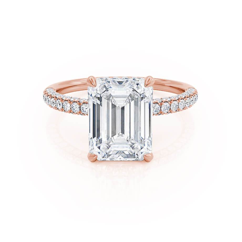 1.75 CT Emerald Hidden Halo & Pave Lab Grown Diamond Engagement Ring