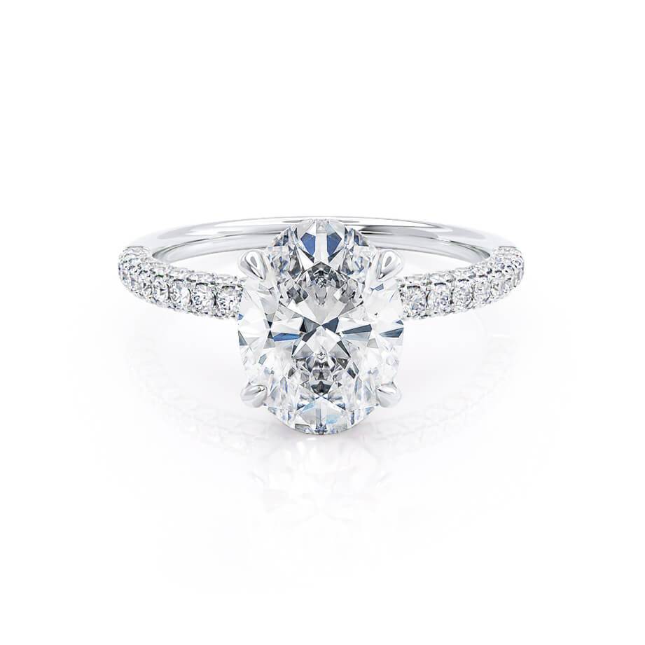 2 CT Oval Pave Lab Grown Diamond Engagement Ring