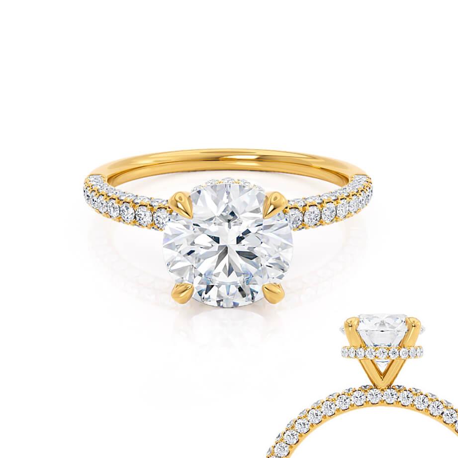1.2 CT Round Pave Lab Grown Diamond Engagement Ring