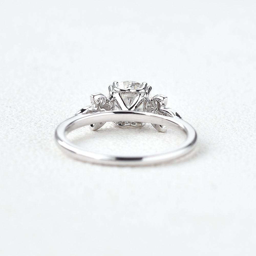 1 CT Round Cluster Lab Grown Diamond Engagement Ring