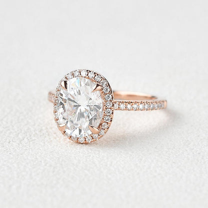 1.91 CT Oval Halo & Pave Lab Grown Diamond Engagement Ring