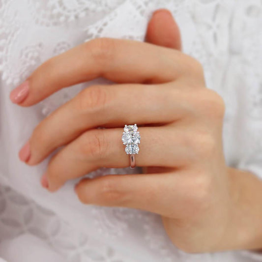 1.5 CT Oval Three Stone Lab Grown Diamond Engagement Ring