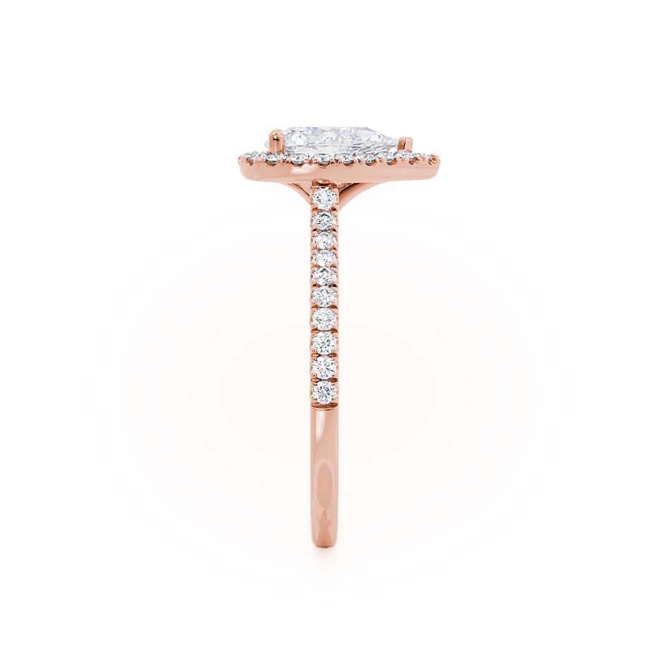 0.94 CT Pear Halo & Pave Lab Grown Diamond Engagement Ring