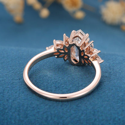 0.6 CT Hexagon Cluster Lab Grown Diamond Engagement Ring