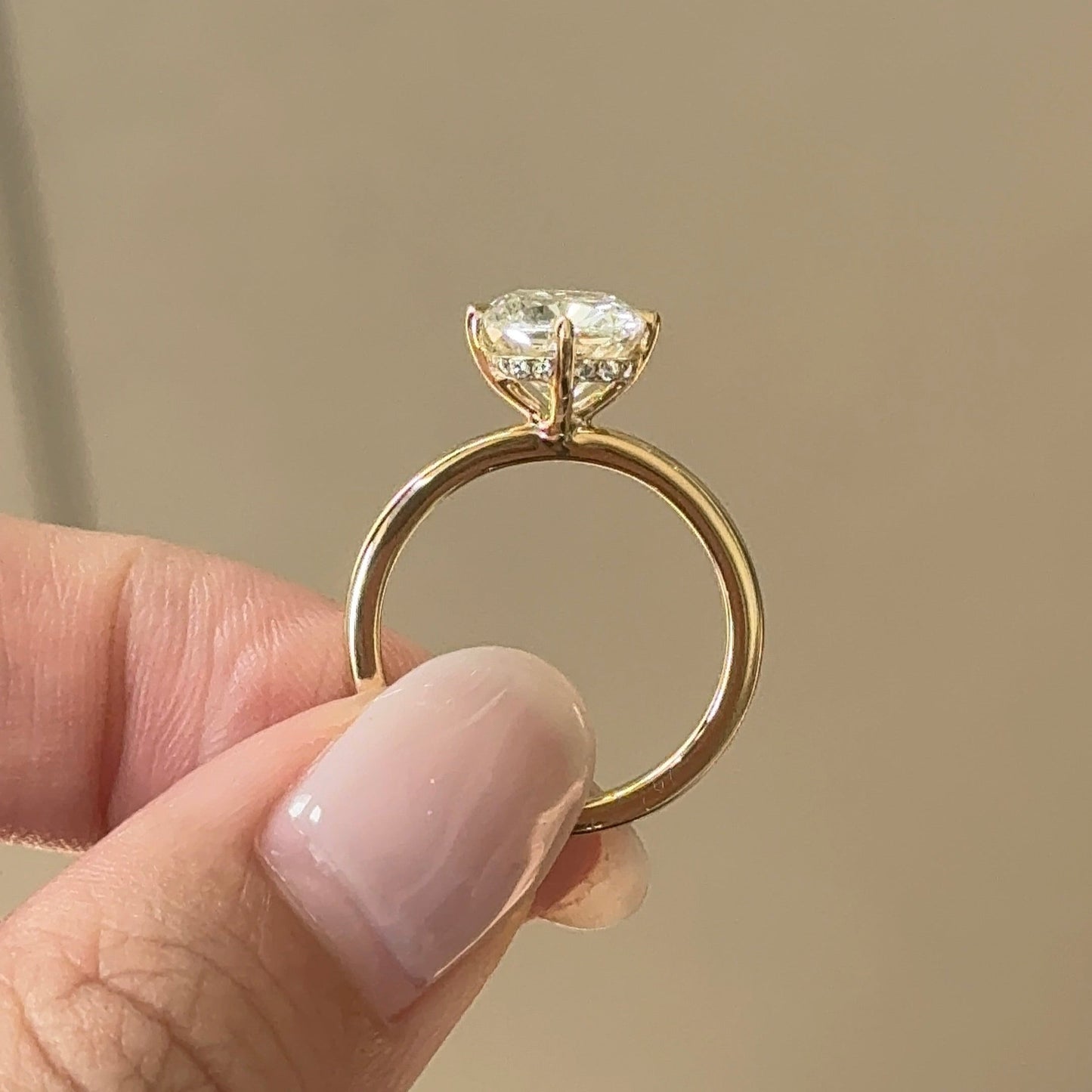 2.5 CT Elongated Cushion Hidden Halo Moissanite Engagement Ring