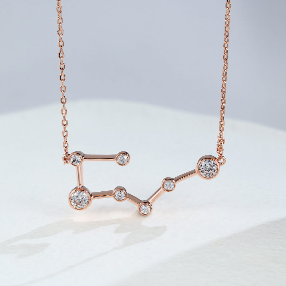 0.69 TCW Round Moissanite Taurus-Zodiac Sign Necklace
