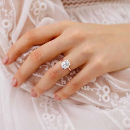 3 CT Elongated Cushion Solitaire Lab Grown Diamond Engagement Ring