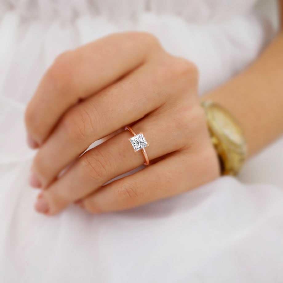 1.5 CT Princess Solitaire Lab Grown Diamond Engagement Ring