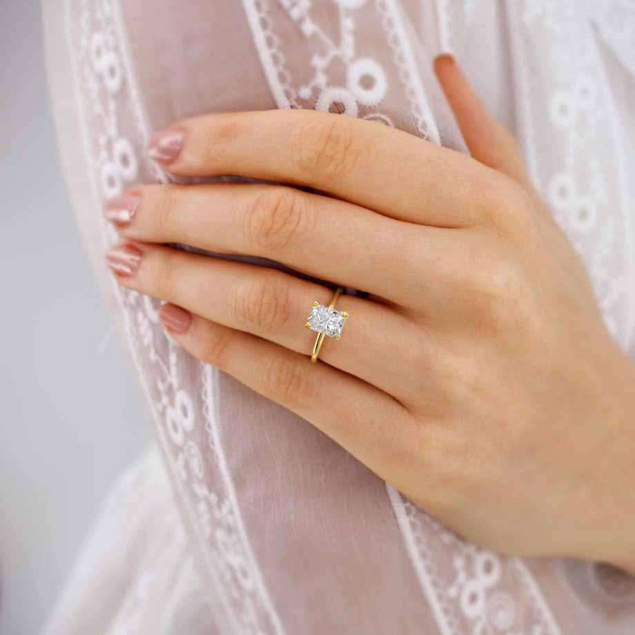 1.2 CT Radiant Solitaire Lab Grown Diamond Engagement Ring