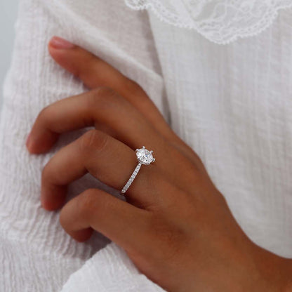 2.2 CT Round Pave Lab Grown Diamond Engagement Ring