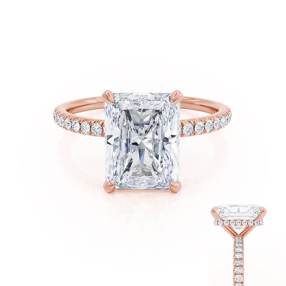 1.8 CT Radiant Hidden Halo & Pave Lab Grown Diamond Engagement Ring