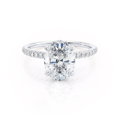 1.5 CT Oval Hidden Halo & Pave Lab Grown Diamond Engagement Ring