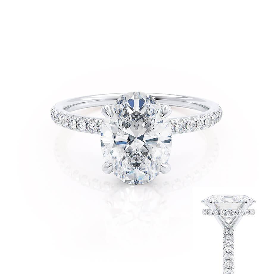 1.5 CT Oval Hidden Halo & Pave Lab Grown Diamond Engagement Ring