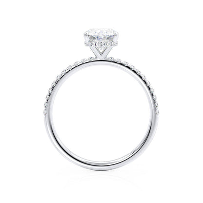 1.5 CT Oval Hidden Halo & Pave Lab Grown Diamond Engagement Ring