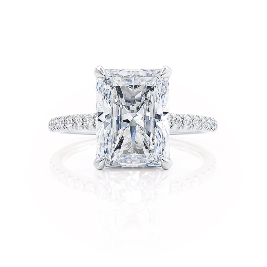 1.8 CT Radiant Hidden Halo & Pave Lab Grown Diamond Engagement Ring