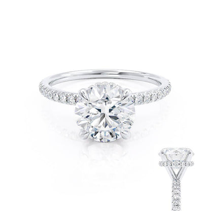 1 CT Round Hidden Halo & Pave Lab Grown Diamond Engagement Ring